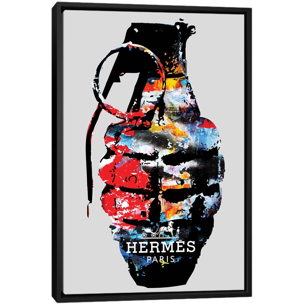 Grenade-Hermes-Black-Framed-Canvas-Stretched-Wrapped-Canvas-Print-Wall-Art-Decor Grenade Hermes - Black Framed Canvas