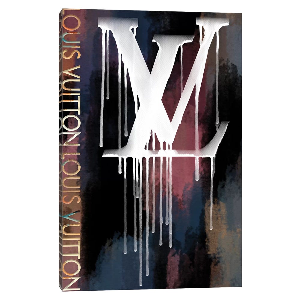 Grunged-And-Dripping-LV-II-Black-Framed-Canvas-Stretched-Wrapped-Canvas-Print-Wall-Art-Decor-1 Stretched Wrapped Canvas Print