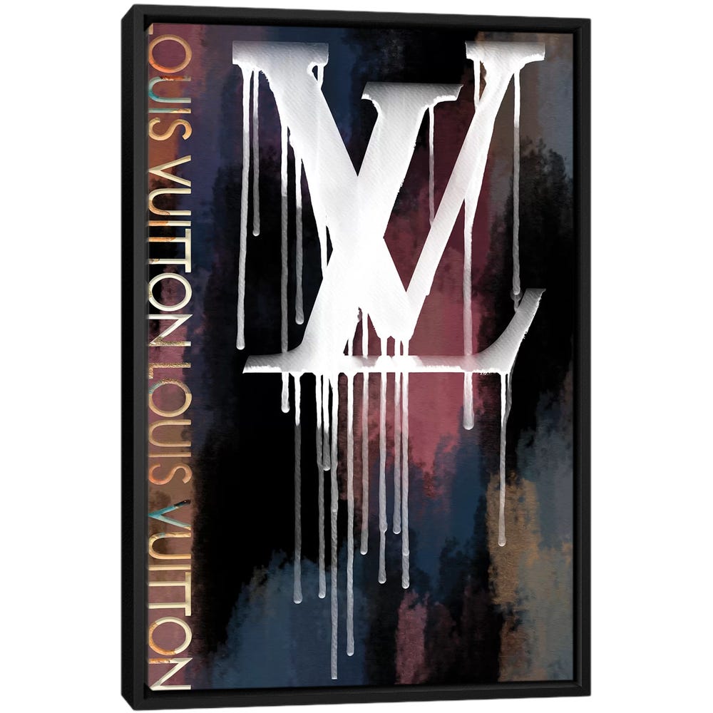 Grunged-And-Dripping-LV-II-Black-Framed-Canvas-Stretched-Wrapped-Canvas-Print-Wall-Art-Decor Grunged And Dripping LV II - Black Framed Canvas