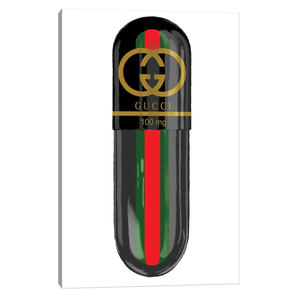 Gucci-Black-100MG-Black-Framed-Canvas-Stretched-Wrapped-Canvas-Print-Wall-Art-Decor-1 Stretched Wrapped Canvas Print