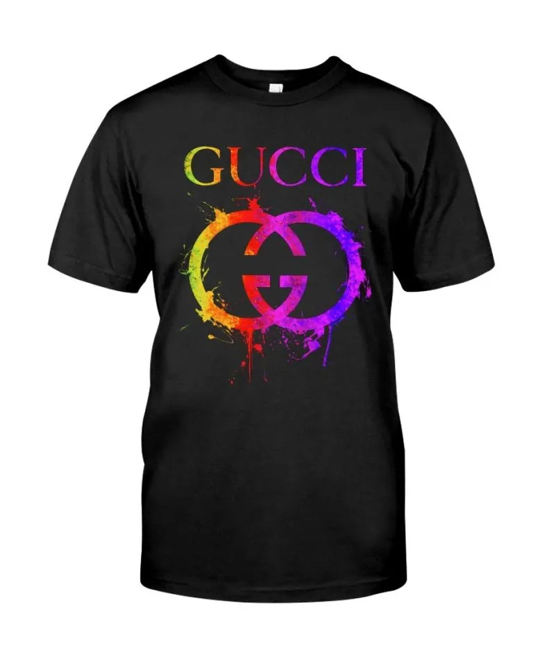 Gucci-Colorful-Logo-Black-Luxury-Brand-Unisex-T-Shirt-Kid-T-Shirt-LTS037 Gucci Colorful Logo Black Luxury Brand Unisex T-Shirt Kid T-Shirt LTS037