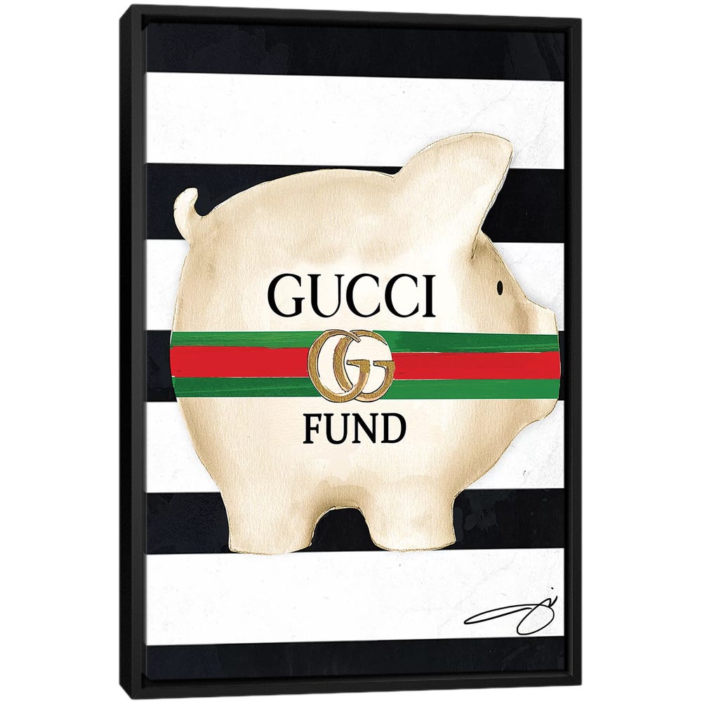 Gucci-Fund-Black-Framed-Canvas-Stretched-Wrapped-Canvas-Print-Wall-Art-Decor Gucci Fund - Black Framed Canvas
