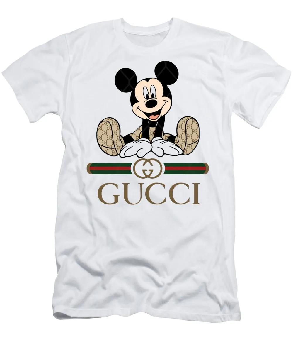 Gucci-Mickey-Mouse-White-Luxury-Brand-Unisex-T-Shirt-Kid-T-Shirt-LTS009 Gucci Mickey Mouse White Luxury Brand Unisex T-Shirt Kid T-Shirt LTS009