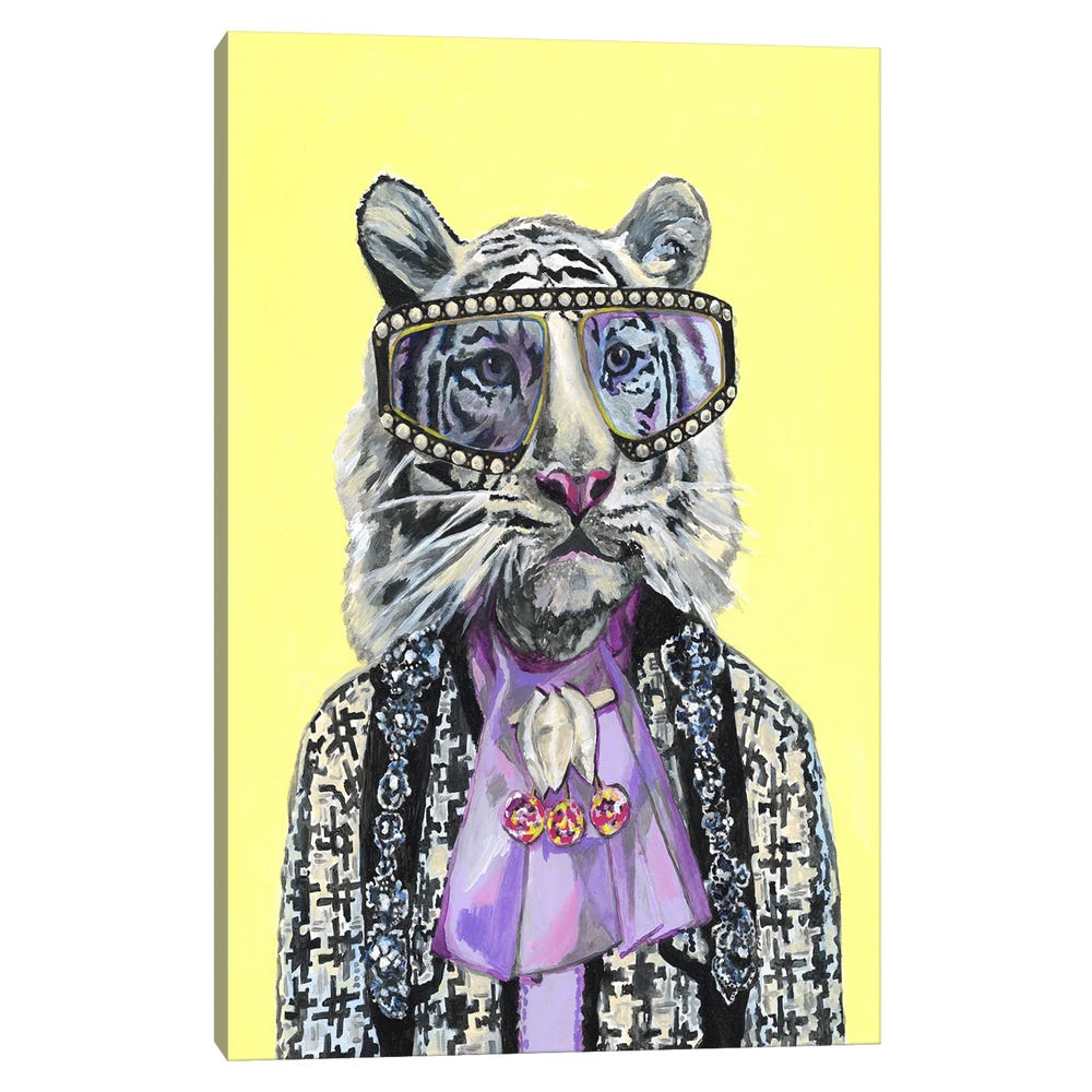 Gucci-White-Tiger-Black-Framed-Canvas-Stretched-Wrapped-Canvas-Print-Wall-Art-Decor-1 Stretched Wrapped Canvas Print