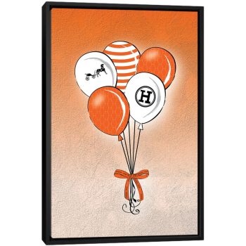 Hermes Balloons - Black Framed Canvas