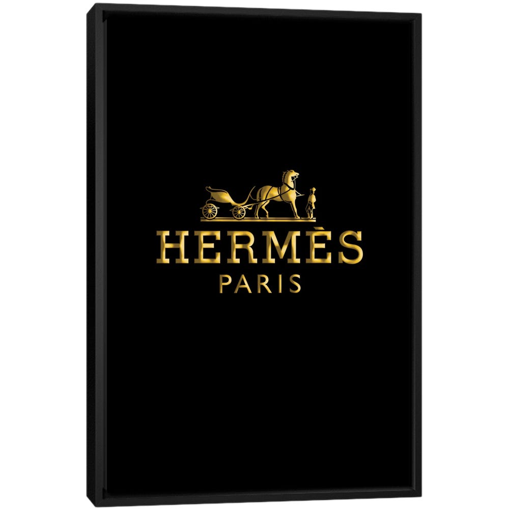 Hermes-Black-Framed-Canvas-Stretched-Wrapped-Canvas-Print-Wall-Art-Decor Hermes - Black Framed Canvas