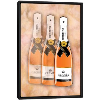Hermes Bottles - Black Framed Canvas