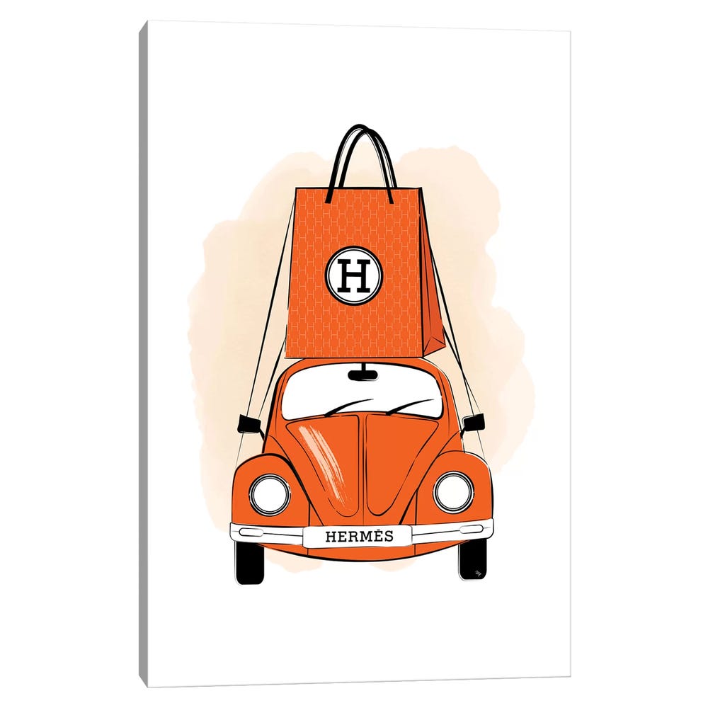 Hermes-Car-Black-Framed-Canvas-Stretched-Wrapped-Canvas-Print-Wall-Art-Decor-1 Stretched Wrapped Canvas Print