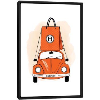 Hermes Car - Black Framed Canvas