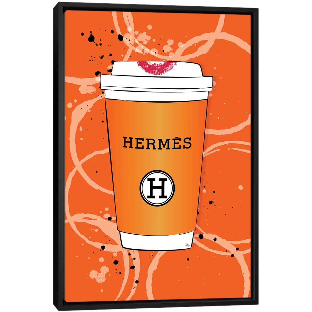 Hermes-Coffee-Black-Framed-Canvas-Stretched-Wrapped-Canvas-Print-Wall-Art-Decor Hermes Coffee - Black Framed Canvas