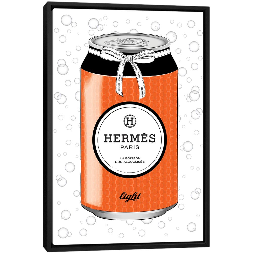 Hermes-Drink-Black-Framed-Canvas-Stretched-Wrapped-Canvas-Print-Wall-Art-Decor Hermes Drink - Black Framed Canvas
