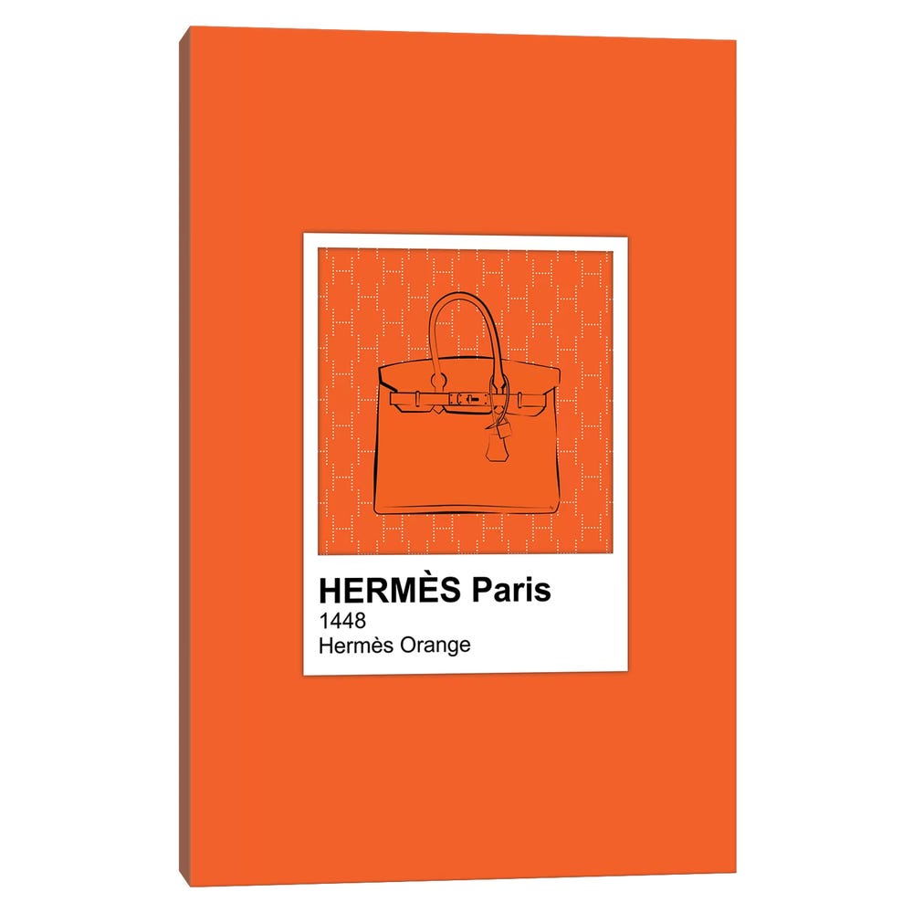 Hermes-Orange-Pantone-Black-Framed-Canvas-Stretched-Wrapped-Canvas-Print-Wall-Art-Decor-1 Stretched Wrapped Canvas Print