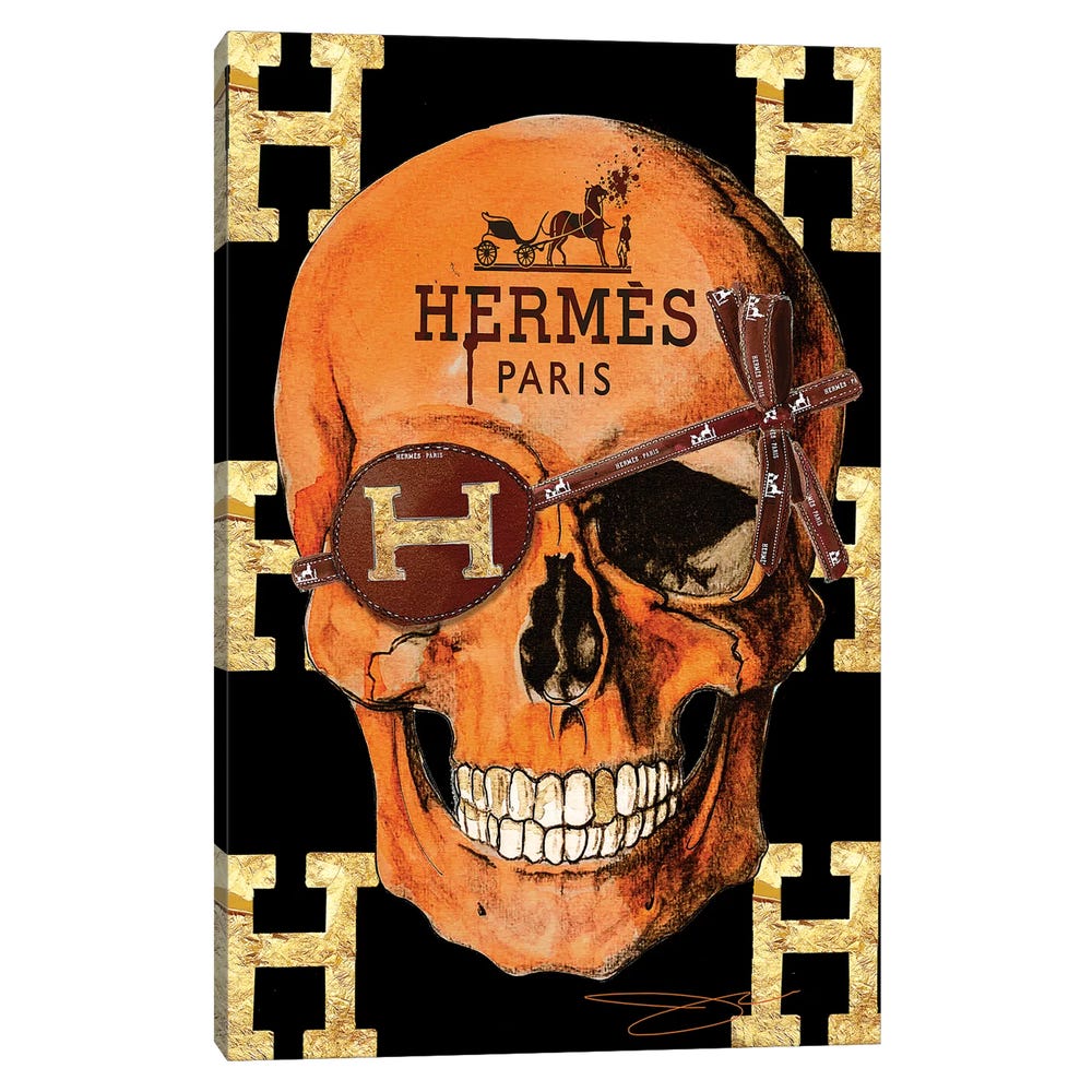 Hermes-Skull-Black-Framed-Canvas-Stretched-Wrapped-Canvas-Print-Wall-Art-Decor-1 Stretched Wrapped Canvas Print
