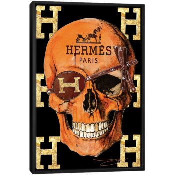 Hermes Skull - Black Framed Canvas