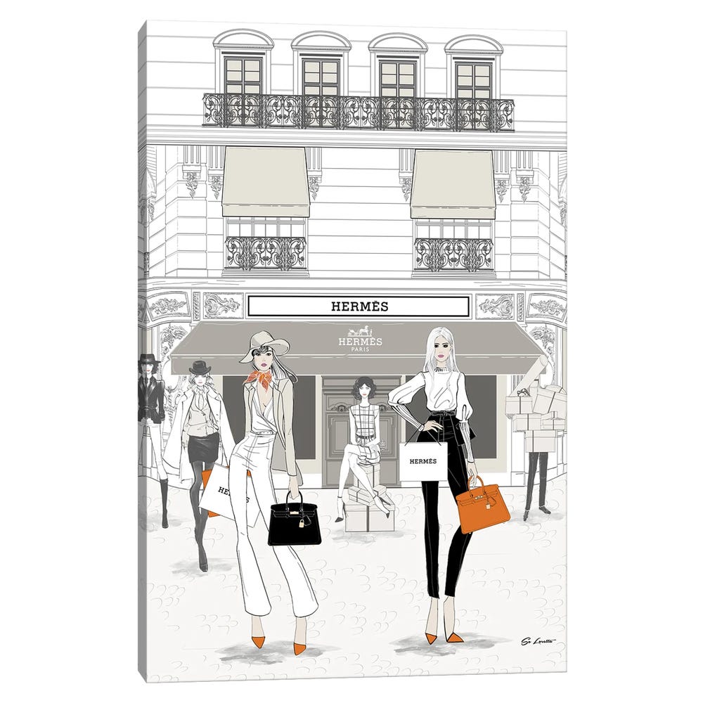 Hermes-Store-Front-Black-Framed-Canvas-Stretched-Wrapped-Canvas-Print-Wall-Art-Decor-1 Stretched Wrapped Canvas Print