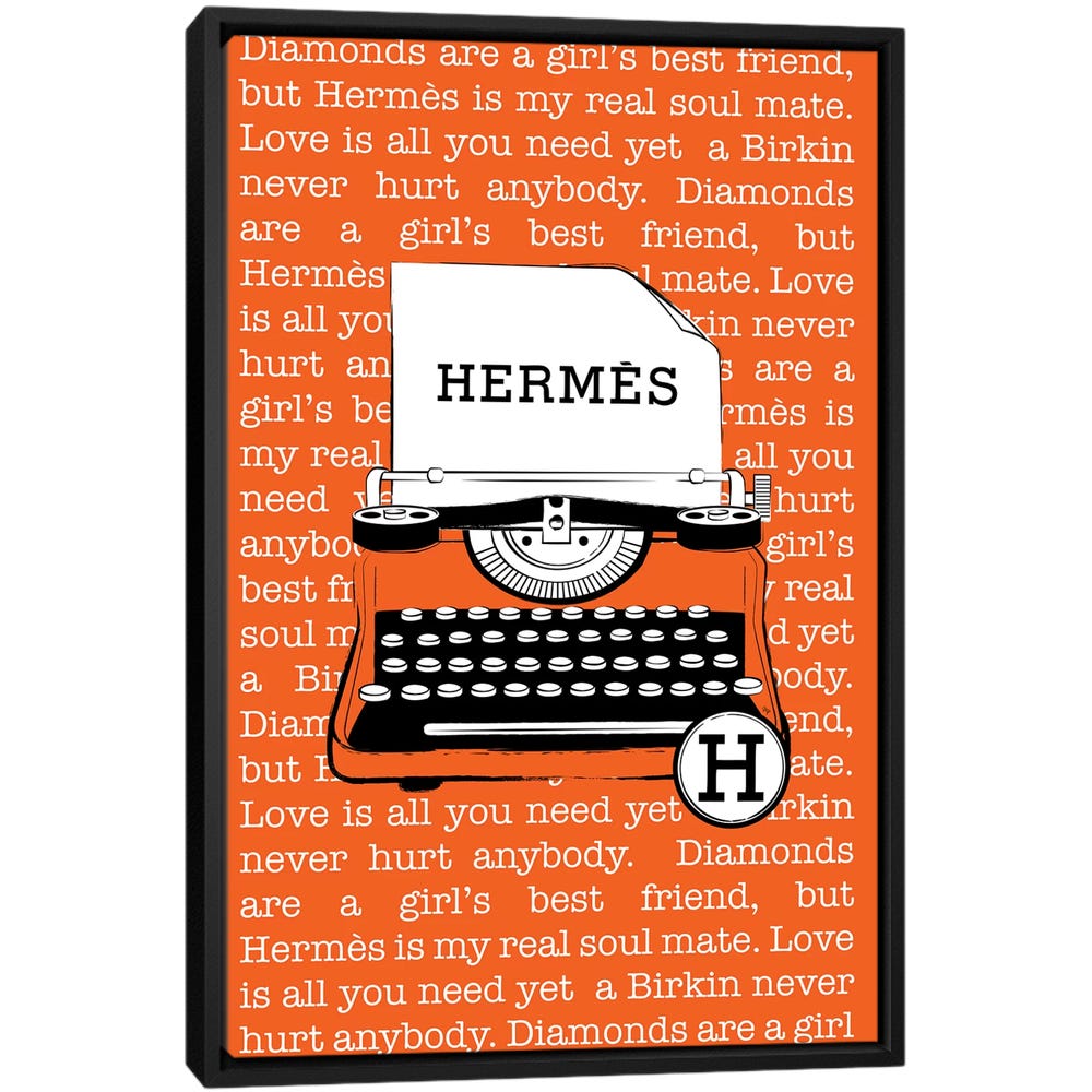 Hermes-Typewriter-Black-Framed-Canvas-Stretched-Wrapped-Canvas-Print-Wall-Art-Decor Hermes Typewriter - Black Framed Canvas