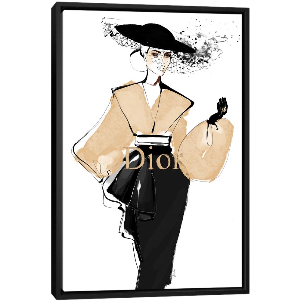 Iconic-Dior-Black-Framed-Canvas-Stretched-Wrapped-Canvas-Print-Wall-Art-Decor Iconic Dior - Black Framed Canvas