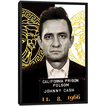 Johnny Cash Versace - Black Framed Canvas