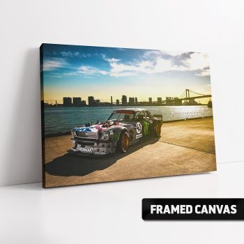 Ken Block Ford Mustang Hoonicorn V2 Hoonigan Tokyo Bay Box Framed Stretched Canvas Poster Print