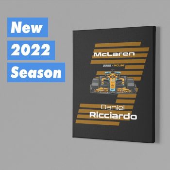 McLaren Formula 1 2022 Daniel Ricciardo #3 Racing Car MCL36 Canvas Art Print Gift for F1 Fan Formula One - White