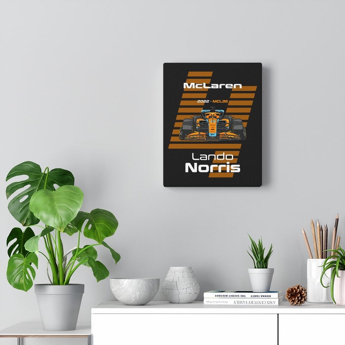 McLaren-Formula-1-2022-Lando-Norris-4-Racing-Car-MCL36-Canvas-Art-Print-Gift-for-F1-Fan-Formula-One-Black McLaren Formula 1 2022 Lando Norris #4 Racing Car MCL36 Canvas Art Print Gift for F1 Fan Formula One - Black