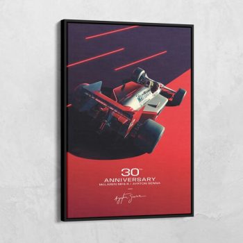 McLaren MP4/4 Ayrton Senna Formula 1 Poster - Formula One Driver Print Canvas - Hand Drawn Senna - F1 Car Wall Art - Formula 1