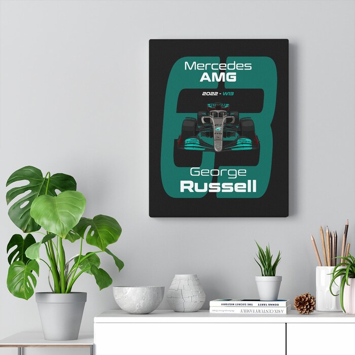 Mercedes-AMG-Formula-1-2022-George-Russell-63-Racing-Car-RB18-Canvas-Art-Print-Gift-for-F1-Fan-Formula-One-Black-1