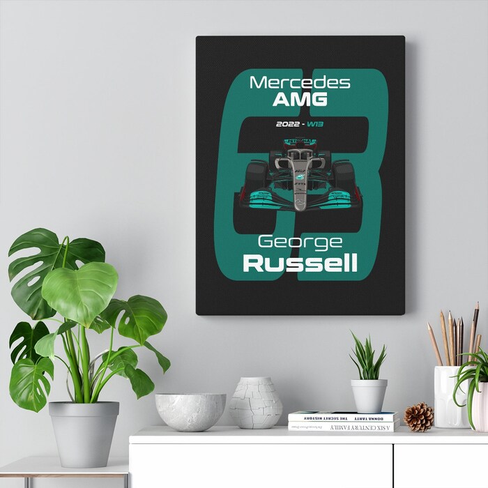 Mercedes-AMG-Formula-1-2022-George-Russell-63-Racing-Car-RB18-Canvas-Art-Print-Gift-for-F1-Fan-Formula-One-Black-2