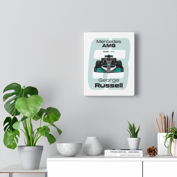 Mercedes-AMG-Formula-1-2022-George-Russell-63-Racing-Car-RB18-Canvas-Art-Print-Gift-for-F1-Fan-Formula-One-White-1