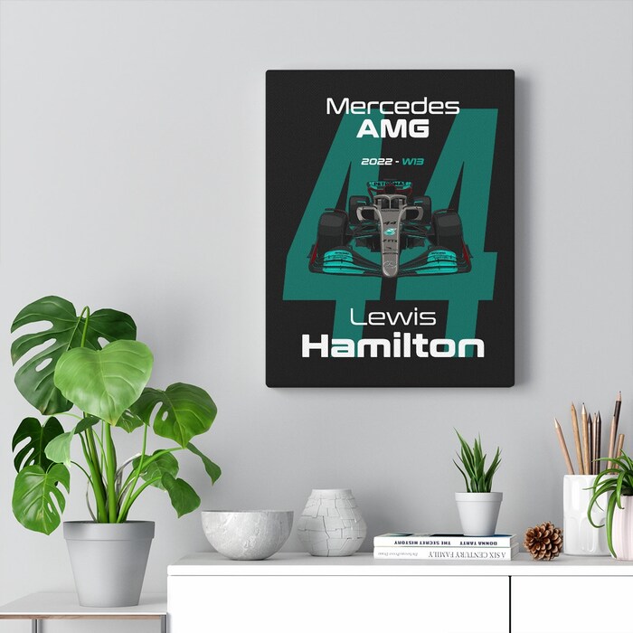 Mercedes-AMG-Formula-1-2022-Lewis-Hamilton-44-Racing-Car-RB18-Canvas-Art-Print-Gift-for-F1-Fan-Formula-One-Black-1