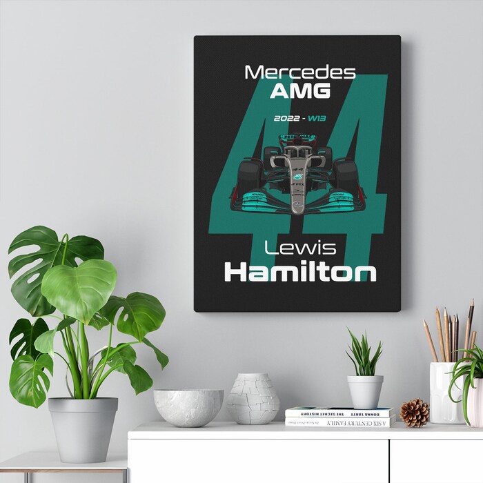 Mercedes-AMG-Formula-1-2022-Lewis-Hamilton-44-Racing-Car-RB18-Canvas-Art-Print-Gift-for-F1-Fan-Formula-One-Black-2