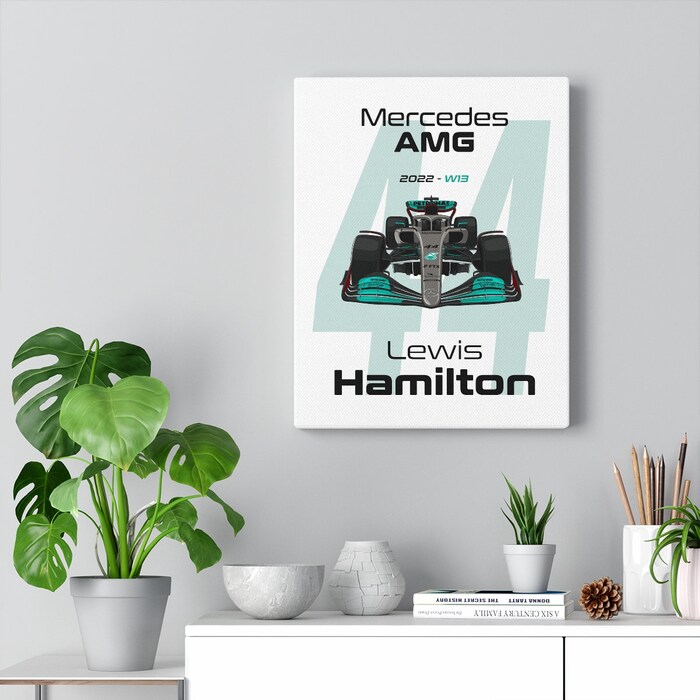 Mercedes-AMG-Formula-1-2022-Lewis-Hamilton-44-Racing-Car-RB18-Canvas-Art-Print-Gift-for-F1-Fan-Formula-One-White-2