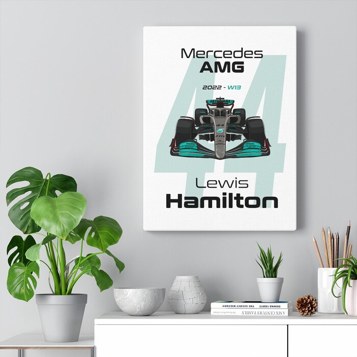 Mercedes-AMG-Formula-1-2022-Lewis-Hamilton-44-Racing-Car-RB18-Canvas-Art-Print-Gift-for-F1-Fan-Formula-One-White-3