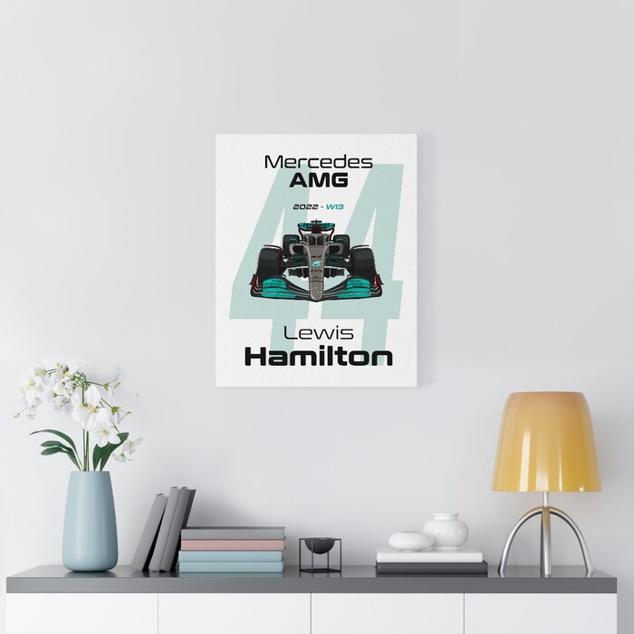 Mercedes-AMG-Formula-1-2022-Lewis-Hamilton-44-Racing-Car-RB18-Canvas-Art-Print-Gift-for-F1-Fan-Formula-One-White-4