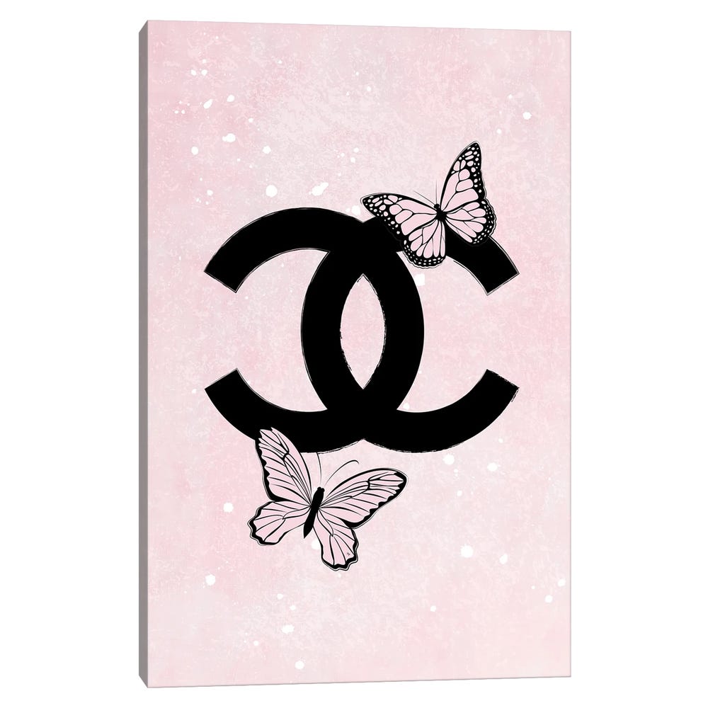 Pink-Chanel-Logo-Black-Framed-Canvas-Stretched-Wrapped-Canvas-Print-Wall-Art-Decor-1 Stretched Wrapped Canvas Print