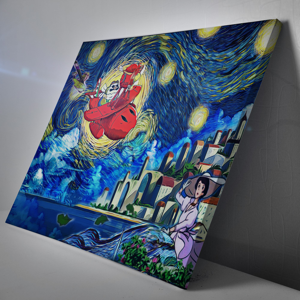 Porco-Rosso-Starry-Night-Studio-Ghibli-Canvas-Poster-Print-Wall-Art-Decor-1