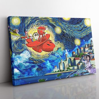 Porco Rosso Starry Night Studio Ghibli Canvas Poster Print Wall Art Decor