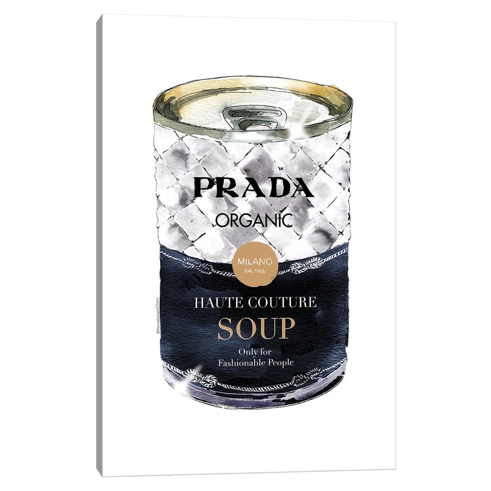 Prada-Soup-Can-Black-Framed-Canvas-Stretched-Wrapped-Canvas-Print-Wall-Art-Decor-1 Stretched Wrapped Canvas Print