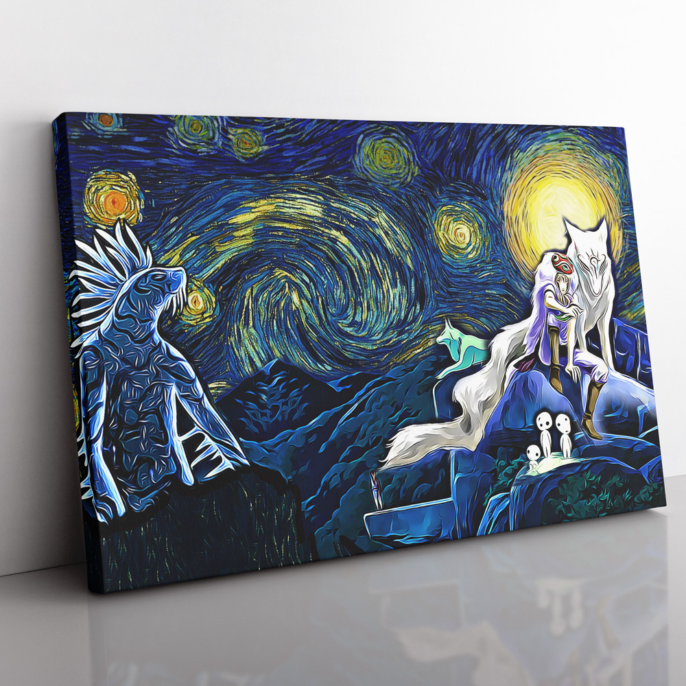 Princess-Mononoke-Starry-Night-Studio-Ghibli-Canvas-Poster-Print-Wall-Art-Decor Princess Mononoke Starry Night Studio Ghibli Canvas Poster Print Wall Art Decor