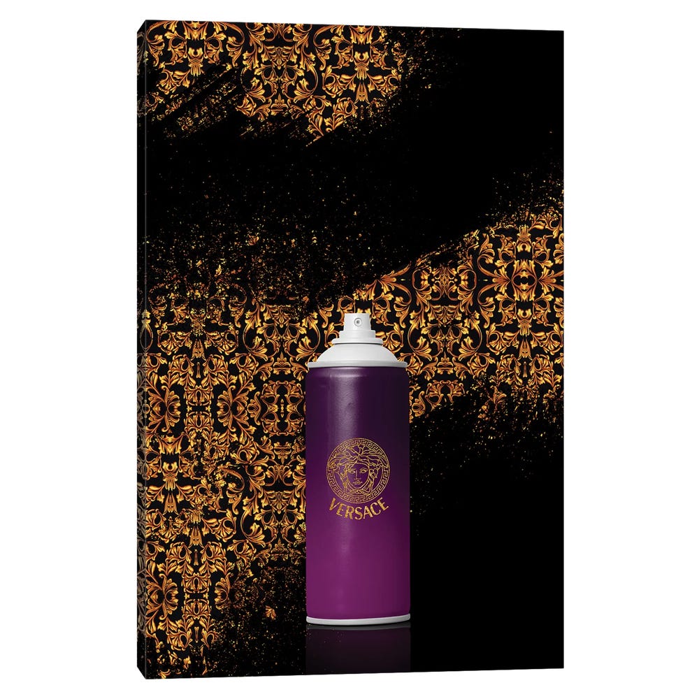 Spray-Versace-Black-Framed-Canvas-Stretched-Wrapped-Canvas-Print-Wall-Art-Decor-1 Stretched Wrapped Canvas Print