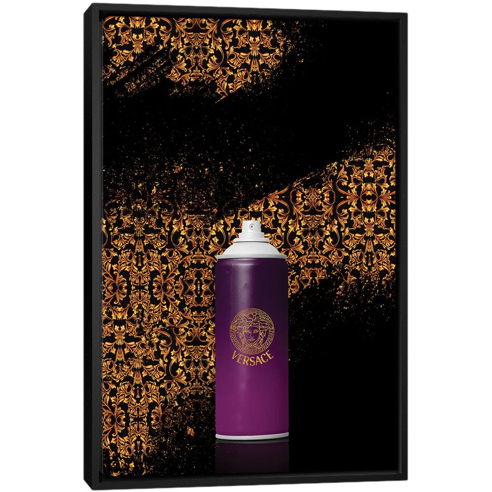 Spray-Versace-Black-Framed-Canvas-Stretched-Wrapped-Canvas-Print-Wall-Art-Decor Spray Versace - Black Framed Canvas