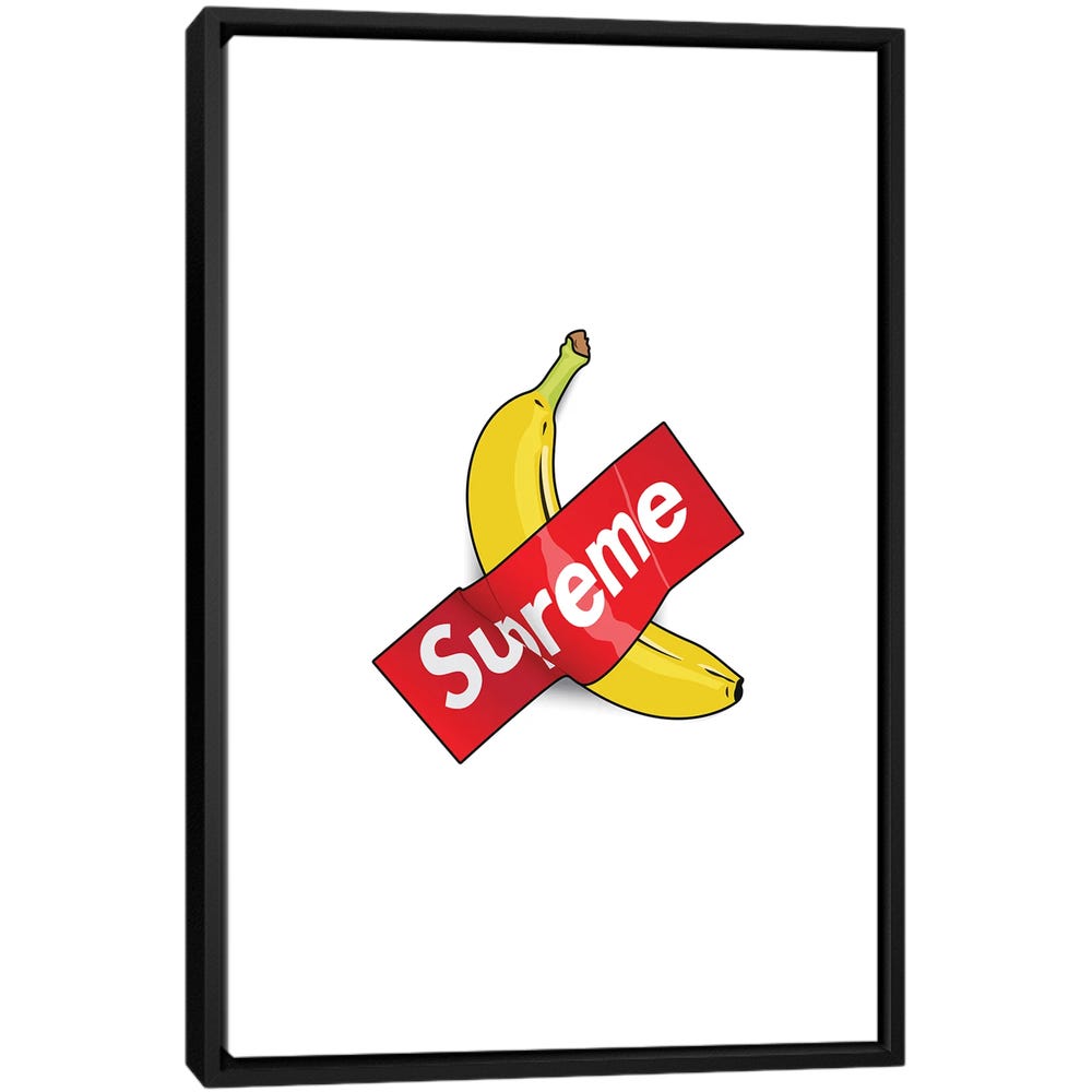 Supreme-Banana-Black-Framed-Canvas-Stretched-Wrapped-Canvas-Print-Wall-Art-Decor Supreme Banana - Black Framed Canvas
