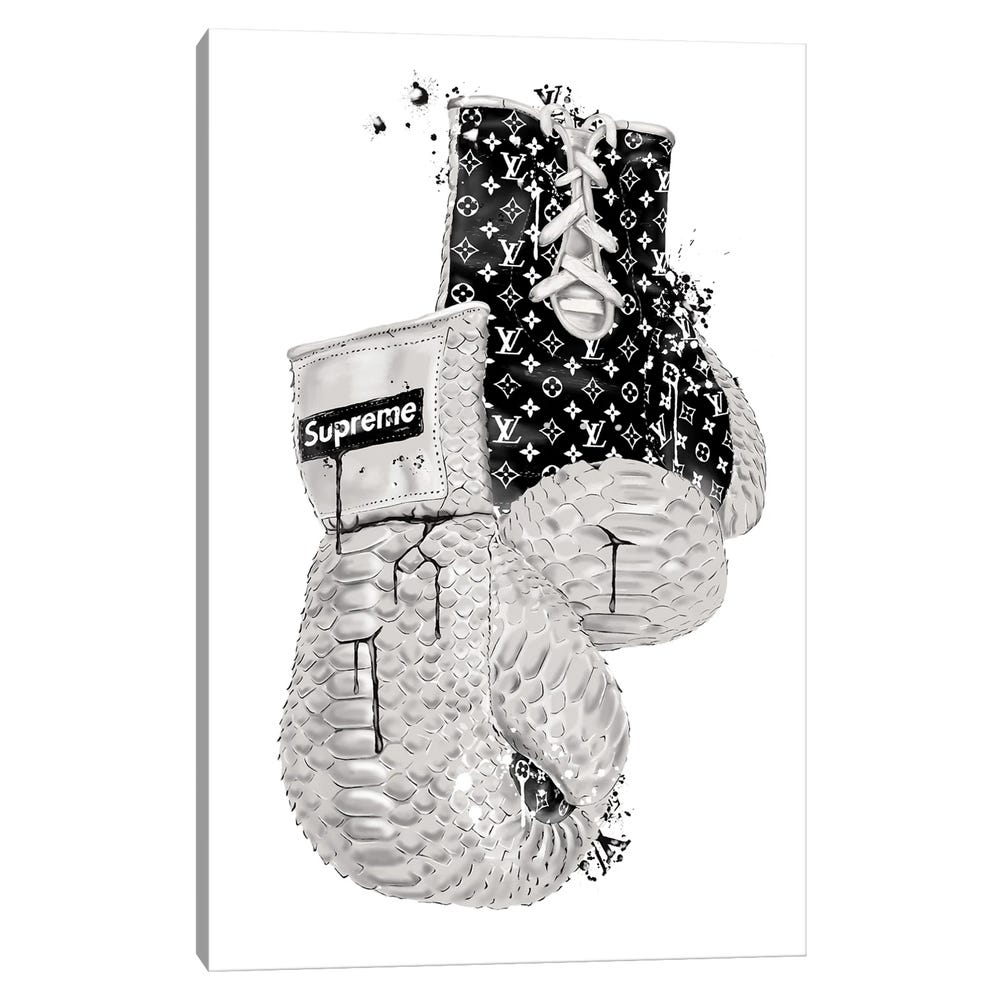 Supreme-Black-Boxing-Gloves-Black-Framed-Canvas-Stretched-Wrapped-Canvas-Print-Wall-Art-Decor-1 Stretched Wrapped Canvas Print