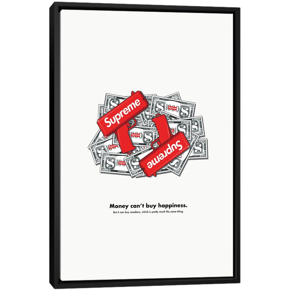 Supreme-Money-Gun-Black-Framed-Canvas-Stretched-Wrapped-Canvas-Print-Wall-Art-Decor Supreme Money Gun - Black Framed Canvas
