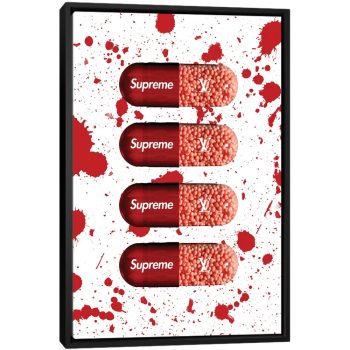 Supreme Pill - Black Framed Canvas