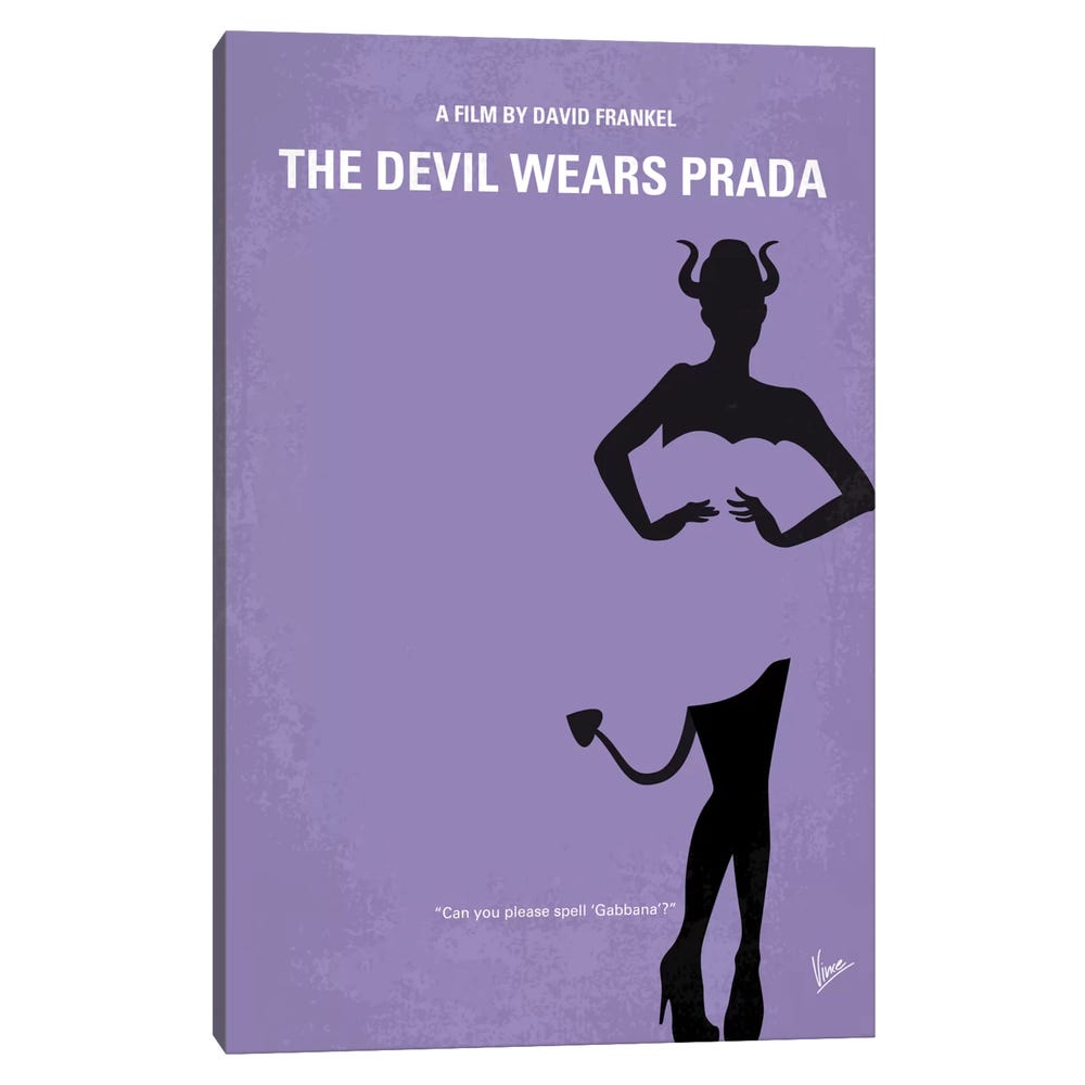 The-Devil-Wears-Prada-Minimal-Movie-Poster-Black-Framed-Canvas-Stretched-Wrapped-Canvas-Print-Wall-Art-Decor-1 Stretched Wrapped Canvas Print