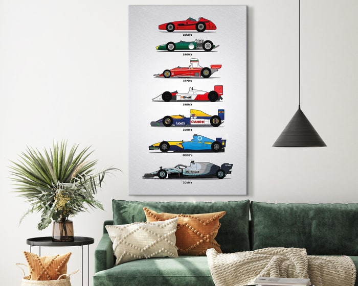 The-Evolution-of-Formula-1-Cars-1950-2010-Formula-1-Cars-Canvas-Formula-One-Poster-Formula-One-Gift-F1-Wall-Decor-Sports-Art-Decor-1