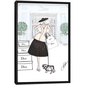 The New Look Dior Drawing I - Black Framed Canvas