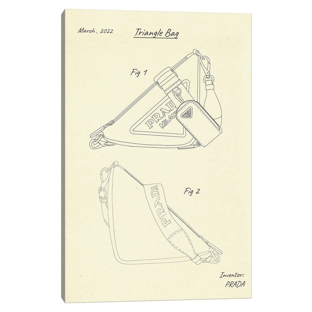 Triangle-Bag-Prada-Patent-Black-Framed-Canvas-Stretched-Wrapped-Canvas-Print-Wall-Art-Decor-1 Stretched Wrapped Canvas Print