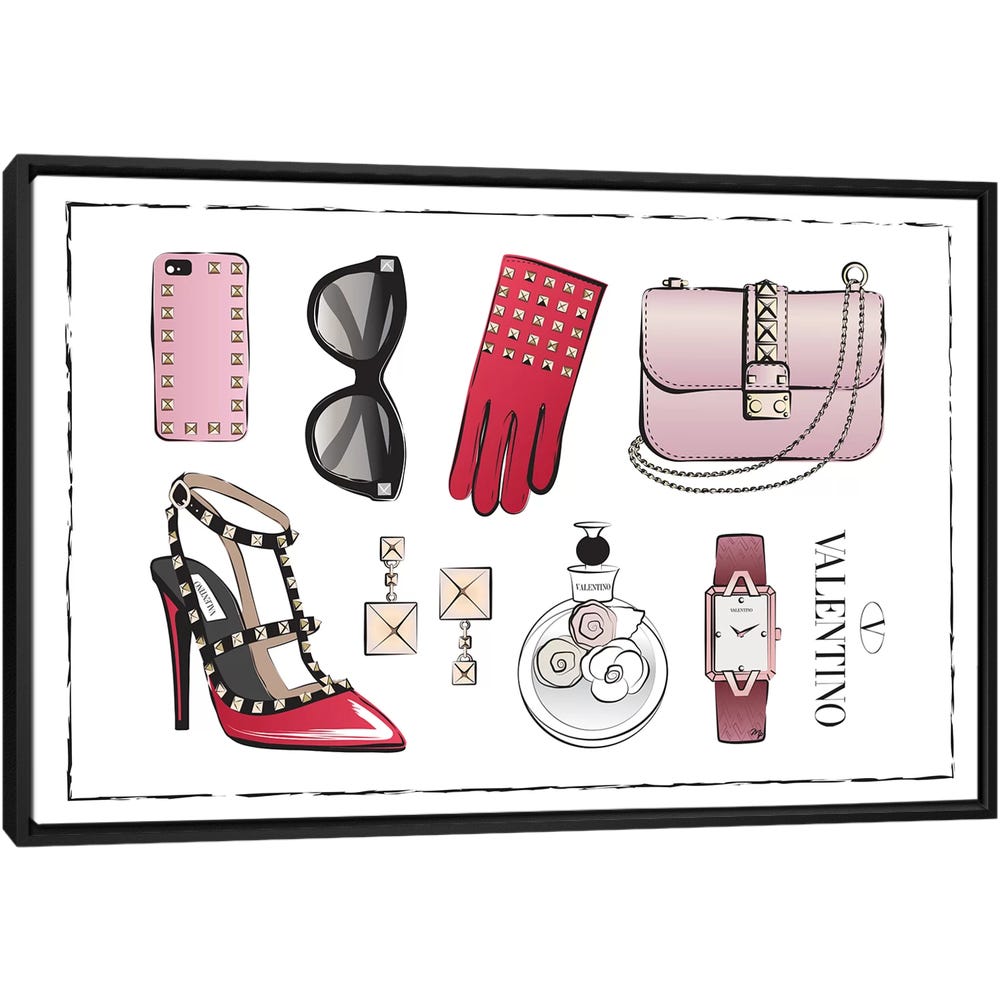Valentino-Accessories-Black-Framed-Canvas-Stretched-Wrapped-Canvas-Print-Wall-Art-Decor Valentino Accessories - Black Framed Canvas